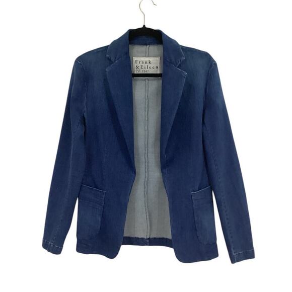 Frank & Eileen Dublin 1977 Wash Blue Italian Performance Denim Blazer Size XS - Picture 2 of 15